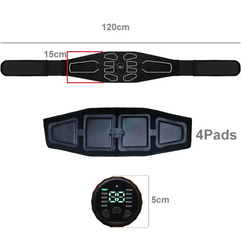 Abdominal Toning Belt, Electronic Muscle Stimulator, Portable AB Stimulator, Toner Home & Office Slimming Massager.