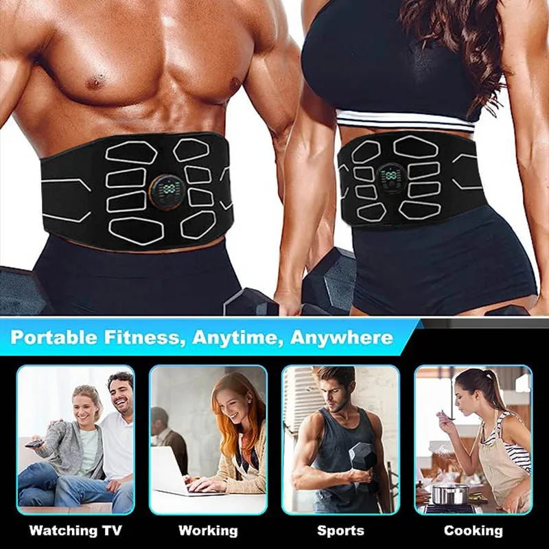 Abdominal Toning Belt, Electronic Muscle Stimulator, Portable AB Stimulator, Toner Home & Office Slimming Massager.