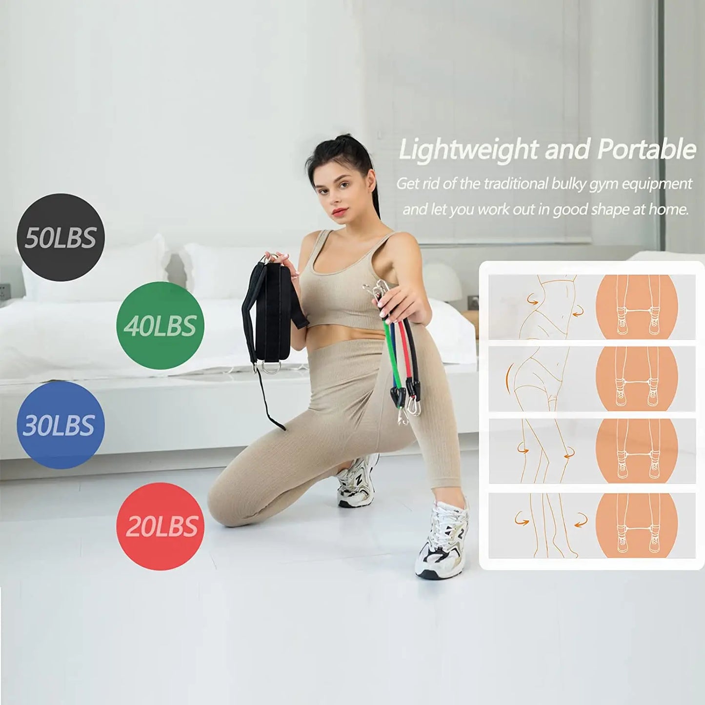 Ankle Resistance Band Set With Cuffs